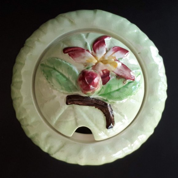 Carlton Ware collectibles Green with Apple Blossom Jam pot Australian design - Picture 4 of 9